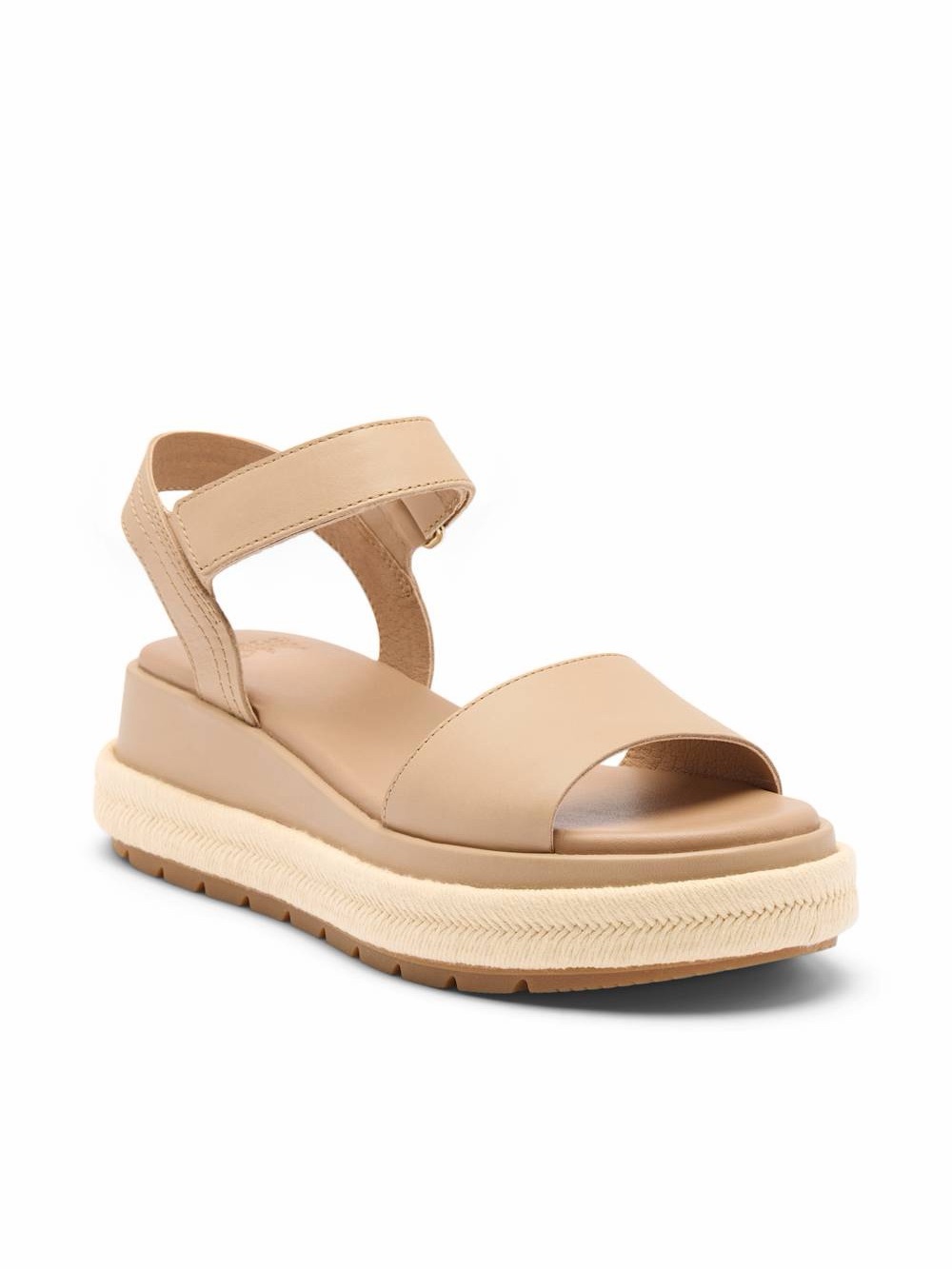 Sorel Beige Platform Ankle-Strap Sandal
